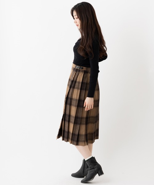 O'NEIL of DUBLIN キルトロングスカート　 ブラウン O'NEIL of DUBLIN（オニールオブダブリン） スカート O'Neil of Dublin
