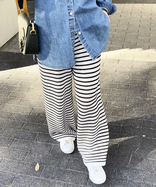 新品　Spick & Span ボーダークロッシェパンツ Spick & Span（スピックアンドスパン）の「ボーダークロッシェ