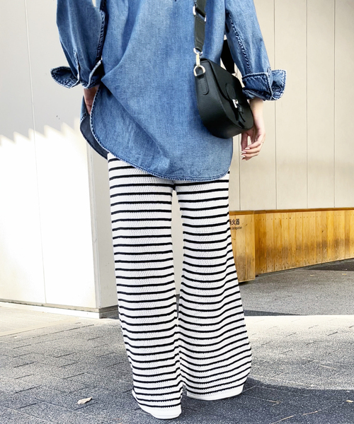 新品　Spick & Span ボーダークロッシェパンツ Spick & Span（スピックアンドスパン）の「ボーダークロッシェ