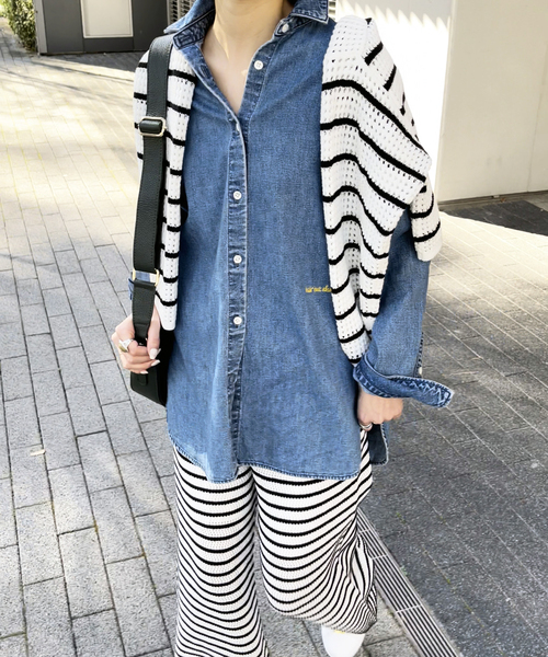 新品　Spick & Span ボーダークロッシェパンツ Spick & Span（スピックアンドスパン）の「ボーダークロッシェ