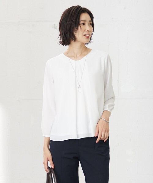 tシャツ ストレッチジョーゼット Vネック カットソー レディース