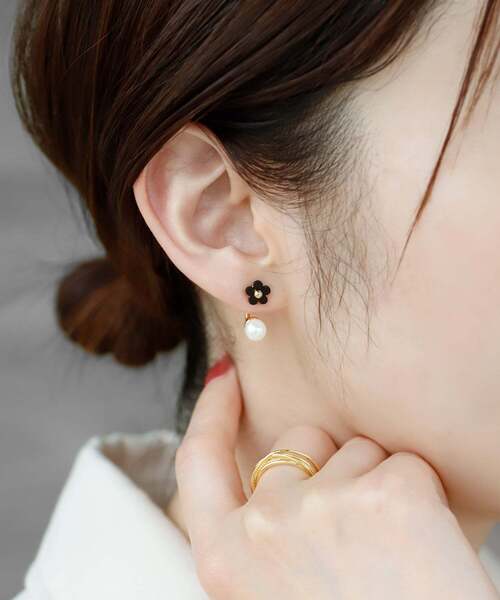 【美品】碌山 ピアス パール フラワー 2way ANEMONE（アネモネ） パール ピアス フラワー×パール2WAYバック