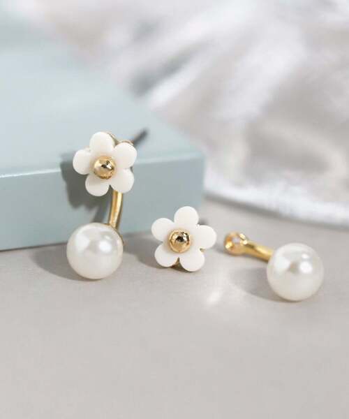 【美品】碌山 ピアス パール フラワー 2way ANEMONE（アネモネ） パール ピアス フラワー×パール2WAYバック