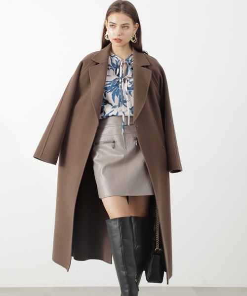 【美品】ピンキーアンドダイアン　ビックカラーチェスターコート　ロング　38 美品】ピンキーアンドダイアン ビックカラーチェスターコート