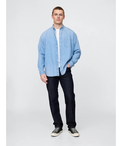 ジーンズ メンズ ウオッシュデニム シミター ストレート GAP ジーンズ ウォッシュウェル ストレートデニム メンズ