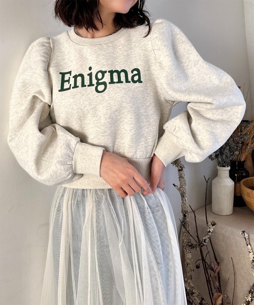 トレーナー スウェット ロゴプリントショート丈裏起毛トップス