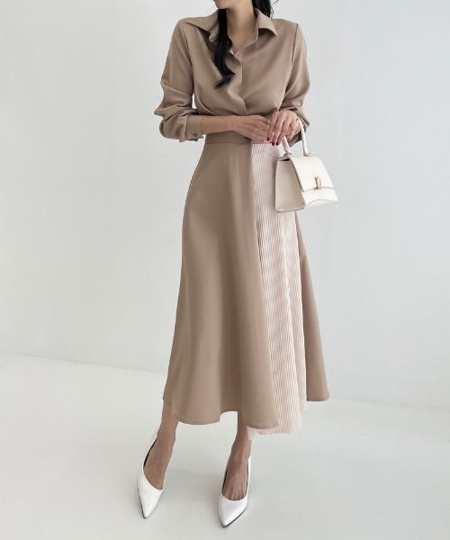 美品 PLEATS PLEASE ワンピース バイカラー切替 ドレス プリーツ N.s ワンピース バイカラープリーツ切り替えワンピース