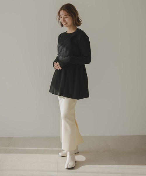ニット セーター ペプラムリブトップス＆ビスチェセット レディース rectangle ニット セーター ペプラムリブトップス＆ビスチェ
