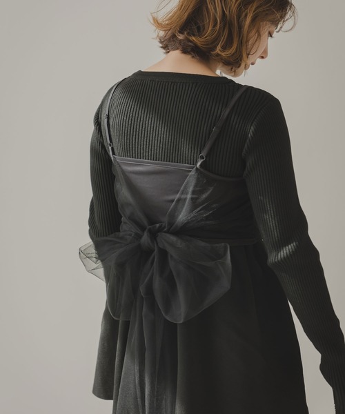 ニット セーター ペプラムリブトップス＆ビスチェセット レディース rectangle ニット セーター ペプラムリブトップス＆ビスチェ