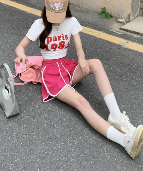 セール】レース付きサイドラインジャージショートパンツ