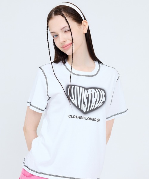 LUVISTRUE tシャツ HEART LOGO STITCH TEE レディース