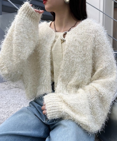 CIAOPANIC TYPY カーディガン 「WEB限定」ニットタンク付きフェザー 