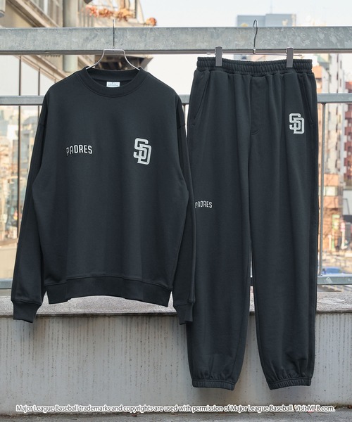 ビッグシルエット半袖プルオーバースウェット＆ショートパンツMLB セットアップ ビッグシルエット半袖プルオーバースウェット