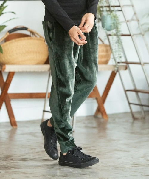 CAMBIO（カンビオ） パンツ mp12680- Ribbed Hem Two Tuck Pants リブ