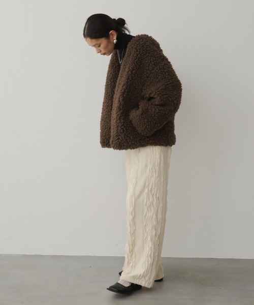DFFUR. ノーカラーコート コート 軽量ビッグボアオーバーコート