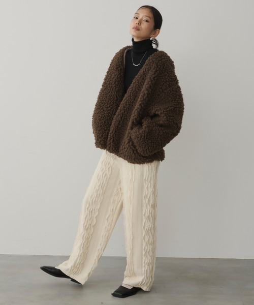 DFFUR. ノーカラーコート コート 軽量ビッグボアオーバーコート