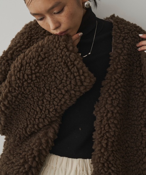 DFFUR. ノーカラーコート コート 軽量ビッグボアオーバーコート