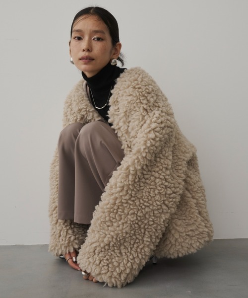 DFFUR. ノーカラーコート コート 軽量ビッグボアオーバーコート