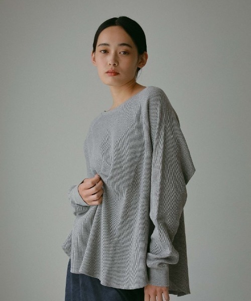 tシャツ ワッフルロングスリーブトップス レディース