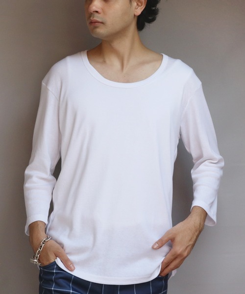8 tシャツ T/CフライスUネック7分袖Tシャツ メンズ レディース