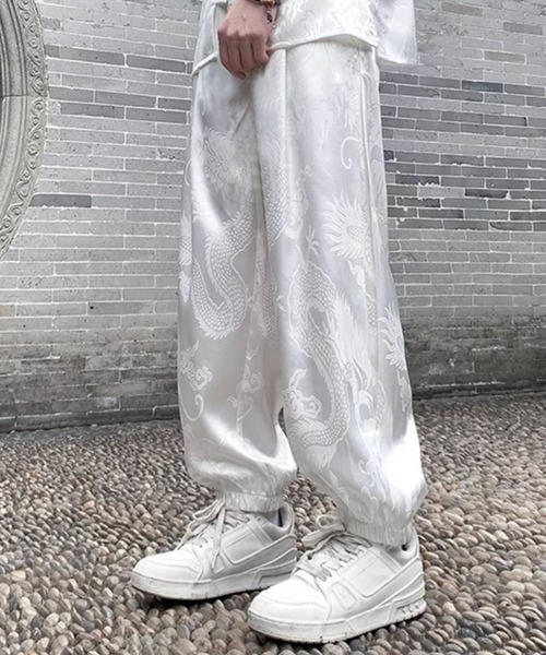 SEN TOKYO スラックス チャイナデザインイージーパンツ 総柄 メンズ