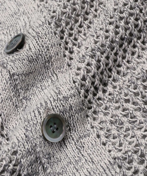 The Duffer of st.eメッシュニットカーディガングレーL The DUFFER of ST.GEORGE カーディガン MESH KNIT CARDIGAN