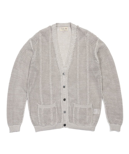 The Duffer of st.eメッシュニットカーディガングレーL The DUFFER of ST.GEORGE カーディガン MESH KNIT CARDIGAN