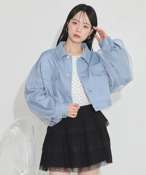 デニムとチュールのレイヤードジャケット　デニムジャケット　デニム　ジャケット Maison MIHARA YASUHIRO｜3レイヤードデニムジャケット