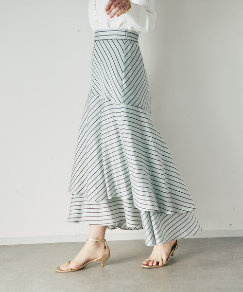 La boutique Bonbon スカート 「美シルエット」ストライプ