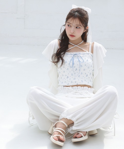NICE CLAUP★透けキャミ＆カーディガン★中古品 one after another NICE CLAUP カーディガン レースカット
