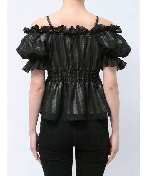 dazzlin ブラウス シャツ シアーチェックフリルTOPS レディース