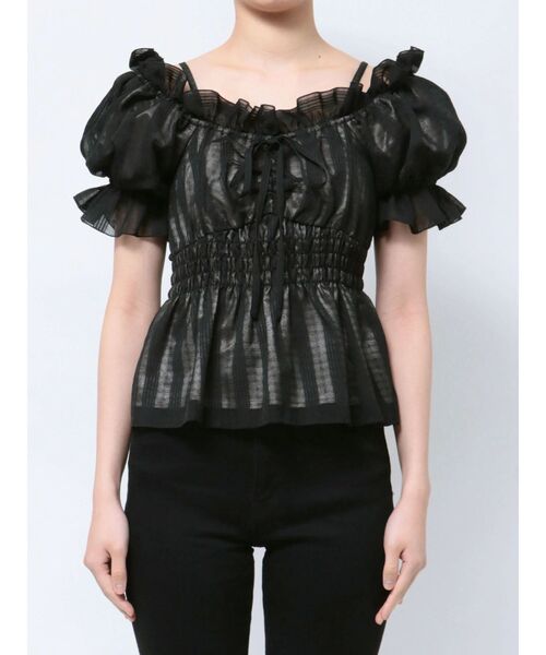 ブラウス シャツ シアーチェックフリルシャツ レディース dazzlin ブラウス シャツ シアーチェックフリルTOPS レディース