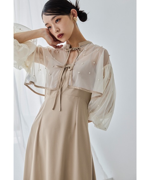 【niana パールチュールボレロセットドレス 定価19,800円】 ニアナ niana 【低身長用サイズあり】リボンチュールボレロ