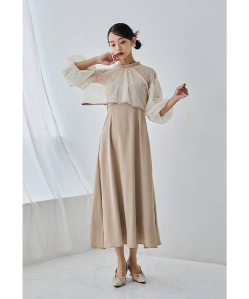 【niana パールチュールボレロセットドレス 定価19,800円】 ニアナ niana 【低身長用サイズあり】リボンチュールボレロ
