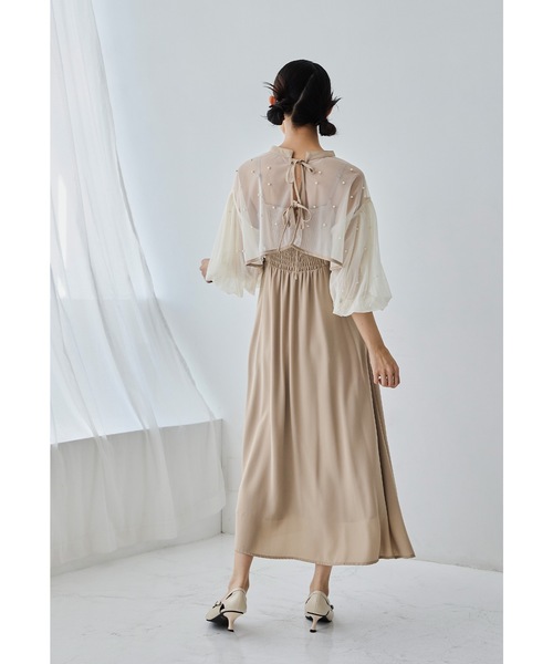 【niana パールチュールボレロセットドレス 定価19,800円】 niana ドレス パールチュールボレロセットドレス キャミ