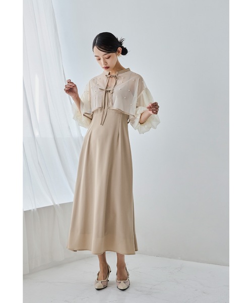 【niana パールチュールボレロセットドレス 定価19,800円】 ニアナ niana 【低身長用サイズあり】リボンチュールボレロ