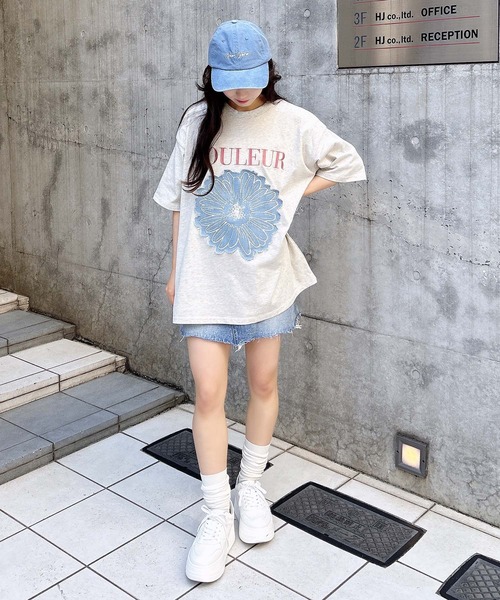 INGNI Tシャツ INGNI tシャツ 「WEB限定」フラワーデニム貼付Tシャツ