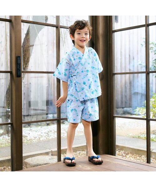 【新品タグ付き】アプレレクール　アプレのはんなりBOYS甚平　キナリ　130 apres les cours（アプレレクール）の「アプレのはんなりBOYS