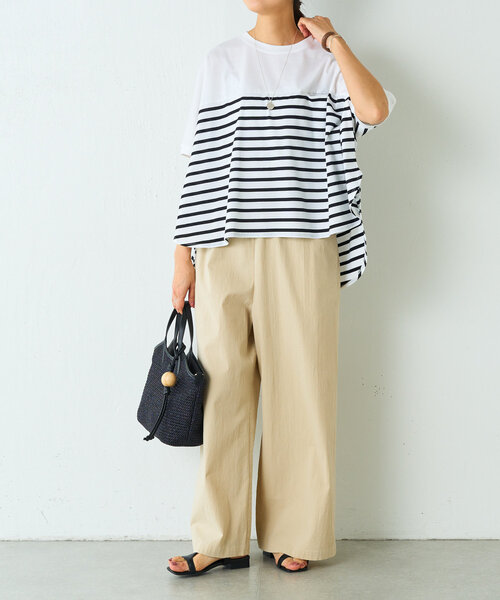 BEARDSLEY tシャツ 切り替えユルボーダーTee レディース