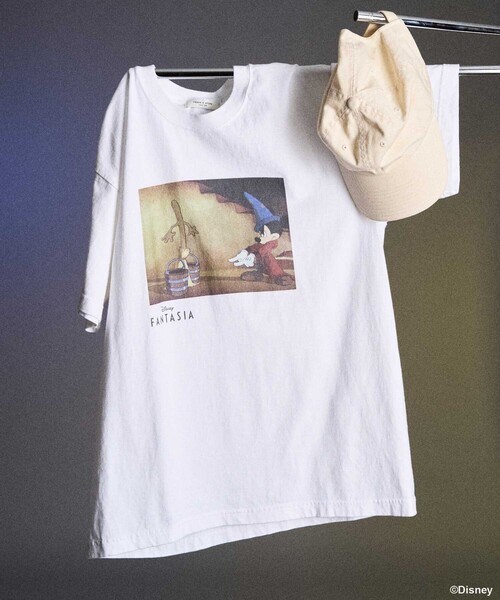 tシャツ 「DISNEY FANTASIA」 ボックスカラーフロントプリントTシャツ/ディズニー/ファンタジア/プリントTシャツ/ミッキーマウス レデ