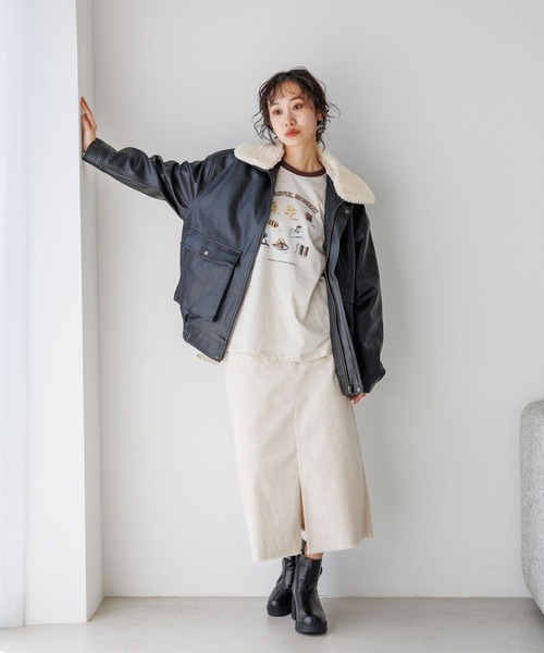 niko and…（ニコアンド） ジップアップブルゾン FREE ブラック