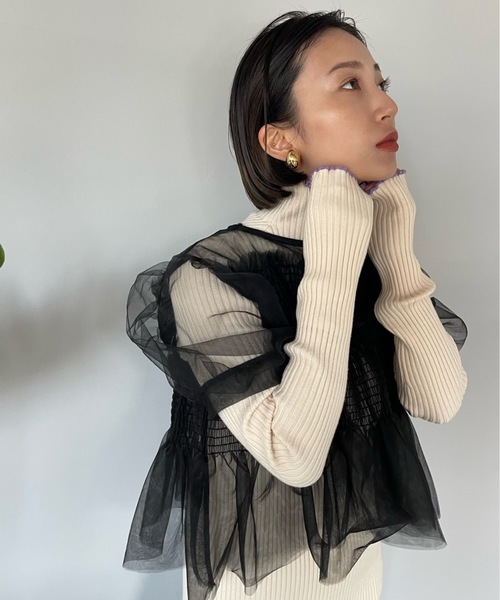 「SANSeLF」 タートルネックニット FREE アイボリー レディース_画像2