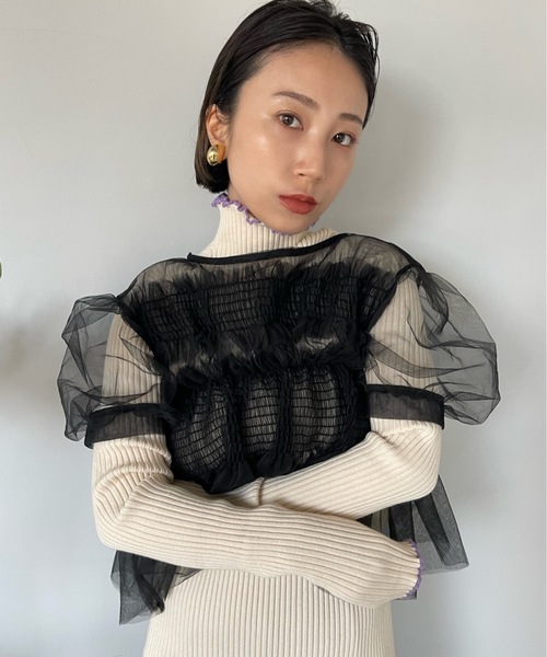 「SANSeLF」 タートルネックニット FREE アイボリー レディース_画像3
