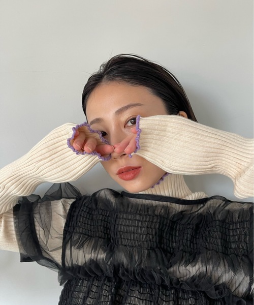 「SANSeLF」 タートルネックニット FREE アイボリー レディース_画像4