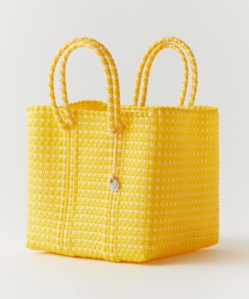 メキシコメルカドバッグ　レトラ　オホデメックスLady Paola　黄色イエロー OJO DE MEX（オホデメックス） トートバッグ 小さめ Plastico CAGO
