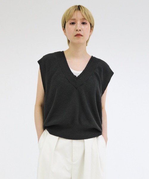 ベスト ジレ Rib Layered Kint Vest レディース メンズ