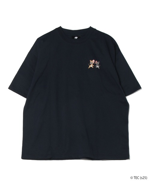 トム＆ジェリーTシャツ　ブラック tシャツ 「公式」トムとジェリー サガラ刺繍Tシャツ レディース
