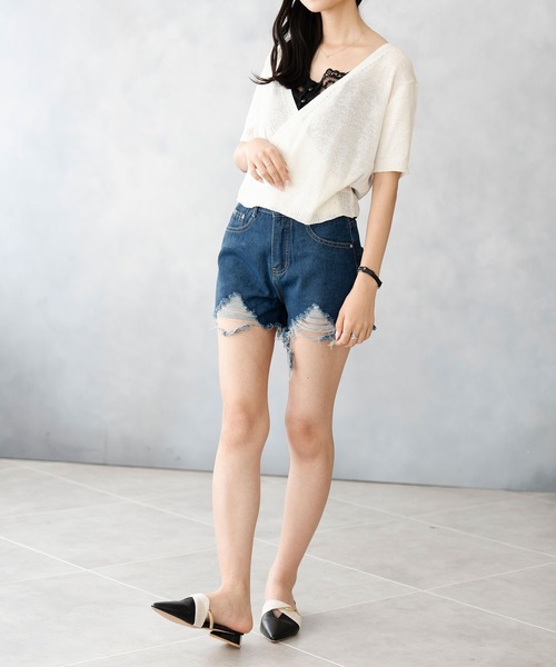 Asterellivi ジーンズ デニム デニムパンツ ダメージ加工クラッシュ
