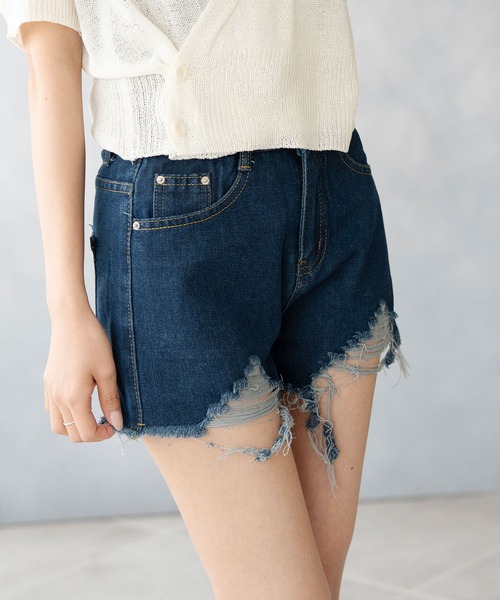 Asterellivi ジーンズ デニム デニムパンツ ダメージ加工クラッシュ