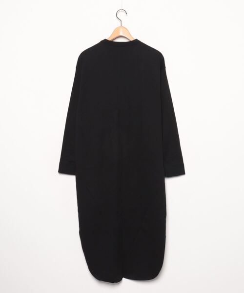 ATON ブラック ロングワンピース 長袖 スリット入り 02 ATON